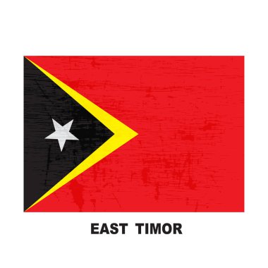 Beyaz arka plan üzerinde izole Doğu Timor bayrağı ve harita işaretçi. Demokratik Cumhuriyeti, Doğu Timor Ulusal sembolü. Vektör düz tasarım koleksiyonu.