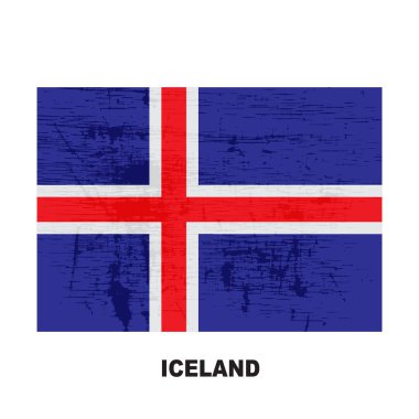 Beyaz arka plan üzerinde izole İzlanda bayrağı. İzlanda Milli sembolü. Vektör düz tasarım koleksiyonu.