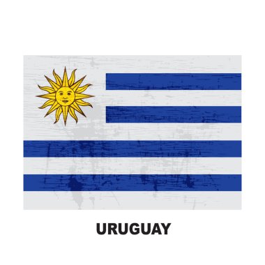 Beyaz arka plan üzerinde izole Uruguay bayrağı. Uruguay Doğu Cumhuriyeti ulusal sembolü. Düz tasarım koleksiyonu.