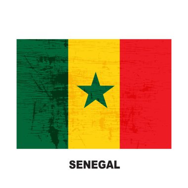 Senegal bayrak beyaz arka plan üzerinde izole. Senegal Cumhuriyeti ulusal sembolü. Düz tasarım koleksiyonu.