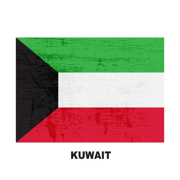 Kuwait Flagge Und Kartenzeiger Isoliert Auf Weißem Hintergrund Nationalsymbol Kuwaits — Stockvektor