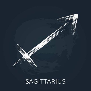 Kara tahta arka plan üzerinde yay izole burç. Öğe Astroloji ve astrolojik tahmin için Tasarla.