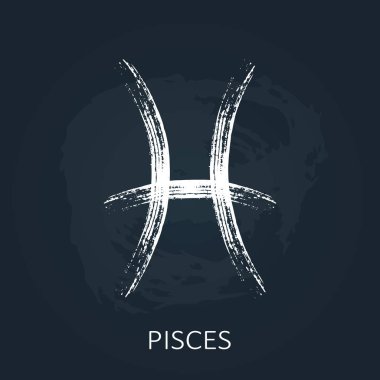 Balık burcu kara tahta arka plan üzerinde izole burç. Öğe Astroloji ve astrolojik tahmin için Tasarla.