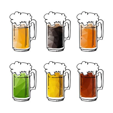 Elle çizilmiş bira bardağı beyaz arka plan üzerinde izole. Tasarım öğeleri bira menü restoran ya da bar için.