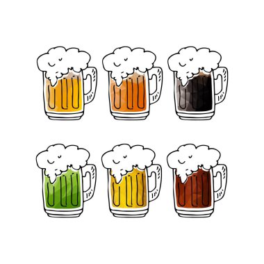 Elle çizilmiş bira bardağı beyaz arka plan üzerinde izole. Tasarım öğeleri bira menü restoran ya da bar için.