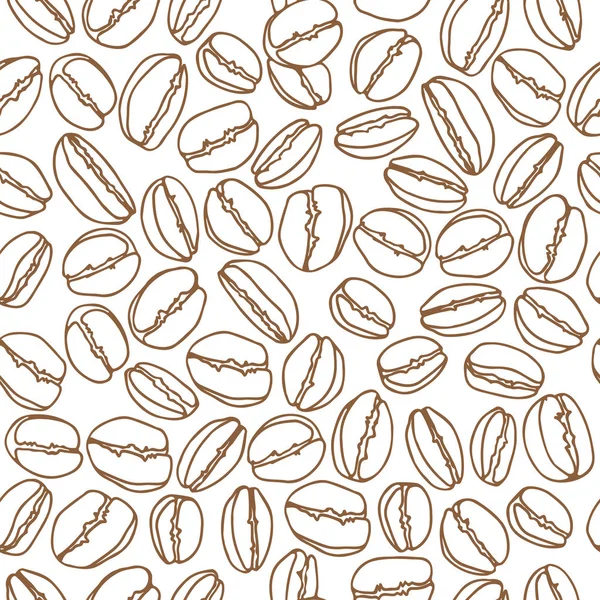 Coffee Beans White Background Seamless Pattern Textile Prints Gift Wrap — Stock Vector