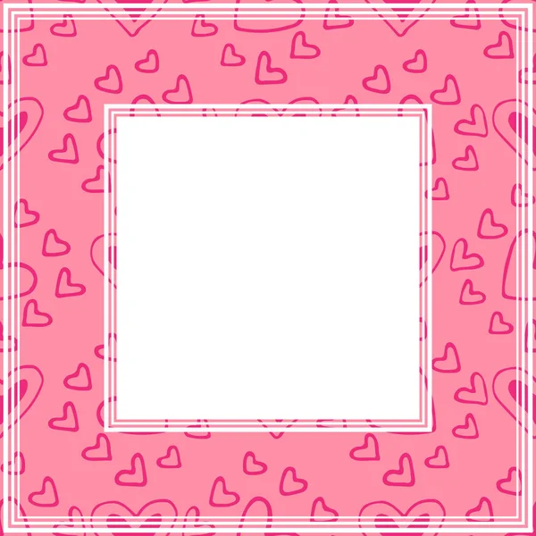 Romantic Border Hearts Valentines Day Illustration Design Element Photo Frame — Stock Vector