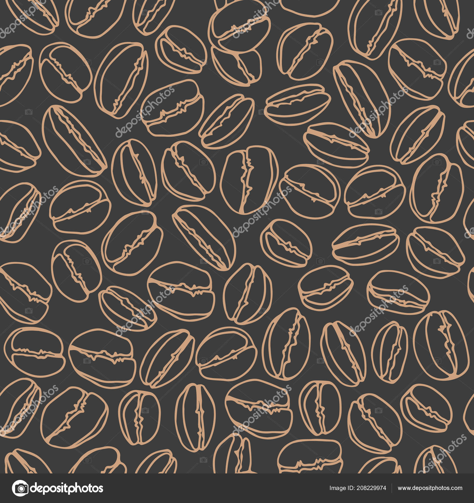 Granos Café Sobre Fondo Oscuro Patrón Sin Costura Para Impresiones Vector  de stock #208229974 de ©tokhiti, image size:1600x1700