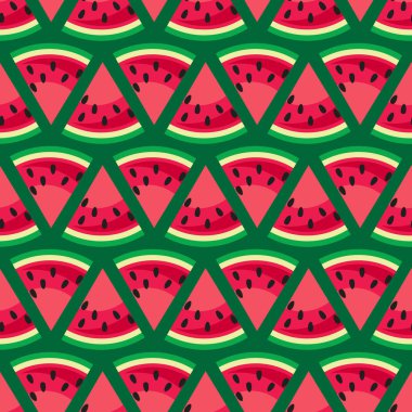 Beyaz arka plan üzerinde izole nefis karpuz dilimi. Düz tasarım öğesi için hediye paketi veya kumaş. Meyve illüstrasyon.