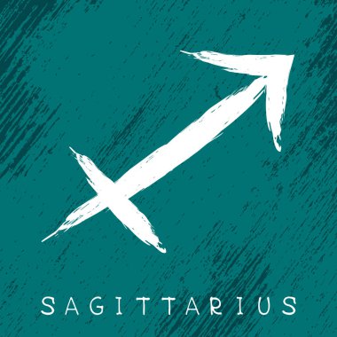 Grunge doku arka plan üzerinde yay izole burç. Öğe Astroloji ve astrolojik tahmin için Tasarla.