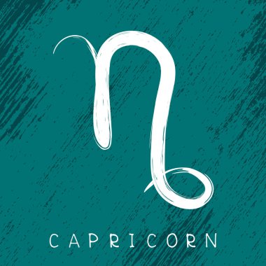 Burç Oğlak grunge doku arka plan üzerinde izole. Öğe Astroloji ve astrolojik tahmin için Tasarla.