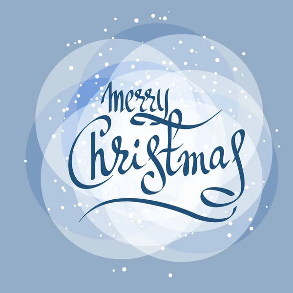 Feliz Natal Lettering Fundo Neve Azul Ano Novo Ilustração Natal — Vetor de Stock