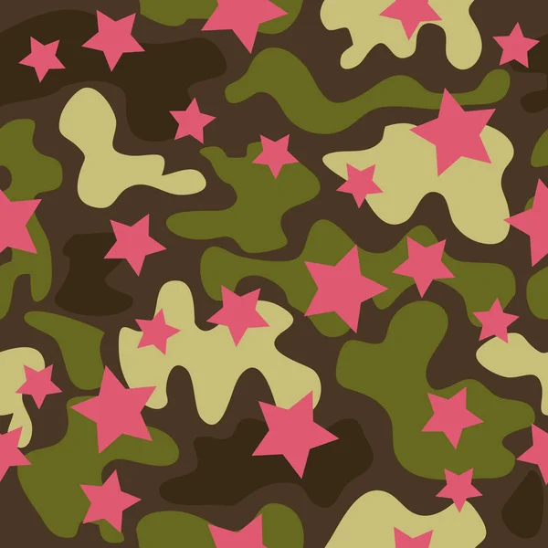 Moda Moda Camuflaje Patrón Sin Costuras Ropa Estilo Femenino Camo — Vector de stock