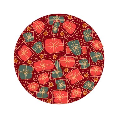 Hediyelik Noel desenle sarar ve yıldız. Doodle tarzı. Broşürler, tebrik kartları veya poster tasarım öğesi. Tatil illüstrasyon.