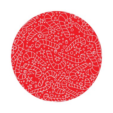 Baston şekerler ve yıldız ile Noel desen. Doodle tarzı. Broşürler, tebrik kartları veya poster tasarım öğesi.