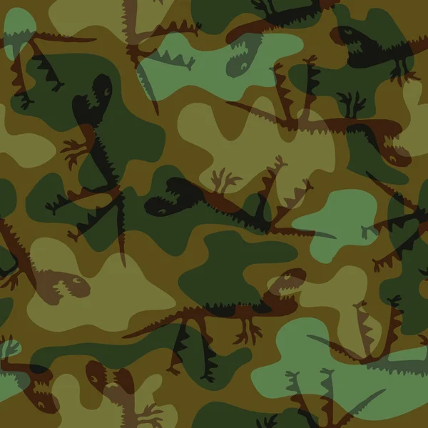 Camuflagem Infantil Moda Com Dinossauros Padrão Sem Costura Roupas Estilo — Vetor de Stock