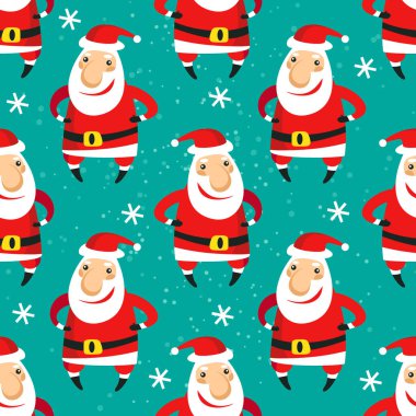 Noel sevimli Noel Baba ile seamless modeli. Düz tasarım. Hediye paketi veya kumaş tasarım öğesi.
