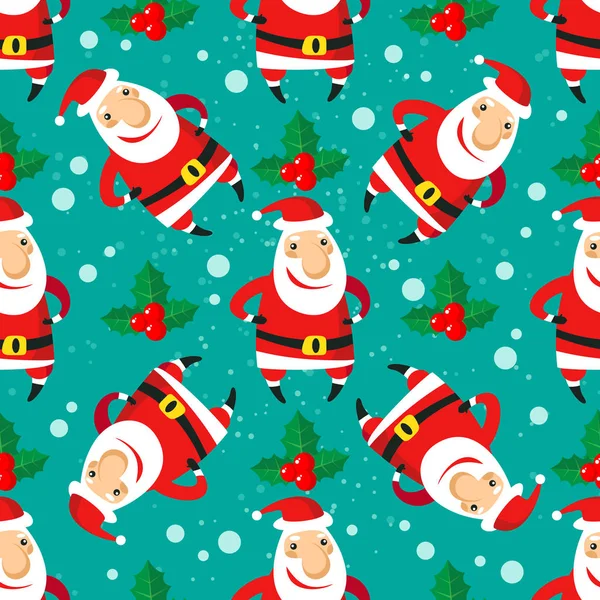 Рождественский Бесшовный Рисунок Милым Санта Клаусом Плоский Дизайн Элемент Дизайна — стоковый вектор