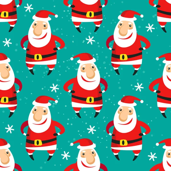 Noel sevimli Noel Baba ile seamless modeli. Düz tasarım. Hediye paketi veya kumaş tasarım öğesi.