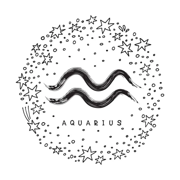 Zodiac Sign Aquarius Isolated White Background Stars Zodiac Constellation Design — Stock Vector