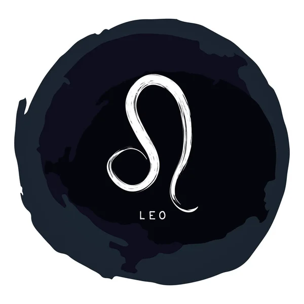 Signo Del Zodíaco Leo Con Marco Grunge Tinta Aislado Sobre — Archivo Imágenes Vectoriales