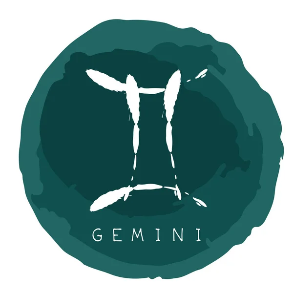 Znamení Zvěrokruhu Gemini Rámem Grunge Tabuli Izolované Bílé Pozadí Souhvězdí — Stockový vektor