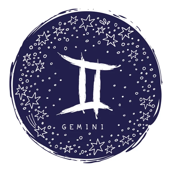 Segno Zodiacale Gemelli Isolato Sfondo Bianco Con Stelle Costellazione Zodiacale — Vettoriale Stock