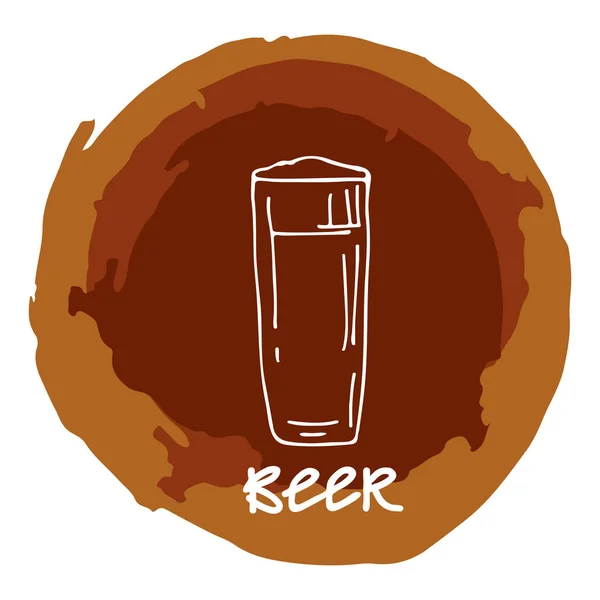 Tasse Bière Dessinée Main Avec Cadre Couleur Bière Isolé Sur — Image vectorielle
