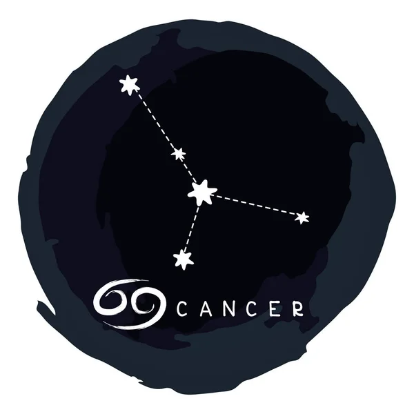 Signo Del Zodíaco Cáncer Con Marco Grunge Tinta Aislado Sobre — Vector de stock