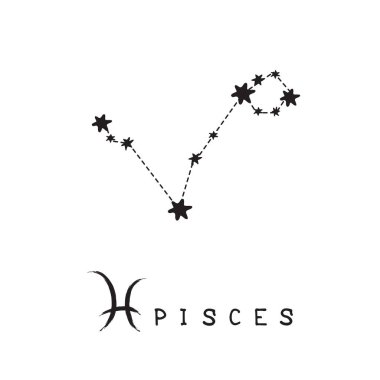 Balık beyaz arka plan üzerinde izole burç. Zodyak takımyıldızı. Öğe Astroloji ve astrolojik tahmin için Tasarla.