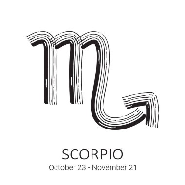 Akrep beyaz arka plan üzerinde izole burç. Zodyak takımyıldızı. Öğe Astroloji ve astrolojik tahmin için Tasarla.