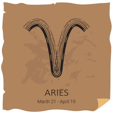 Metin çerçevesini el sanatları ile koç burcu arka plan kağıt. Grunge tarzı. Zodyak takımyıldızı. Tasarım şablonu Astroloji ve astrolojik tahmin için.