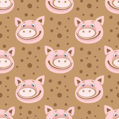 Seamless modeli ile sevimli domuzcuklar. Domuz Çince Zodyak yılı sembolü. Öğe afiş, kağıt, duvar kağıdı veya kumaş sarma için Tasarla.