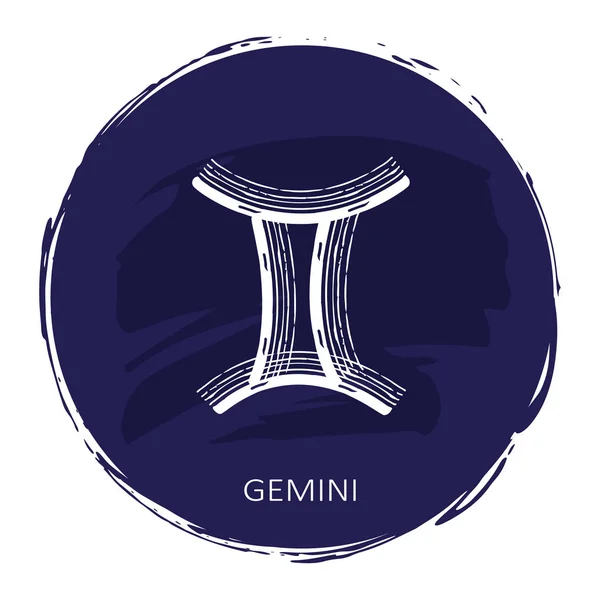 Sternzeichen Gemini Mit Blauem Rahmen Isoliert Auf Weißem Hintergrund Sternbild — Stockvektor