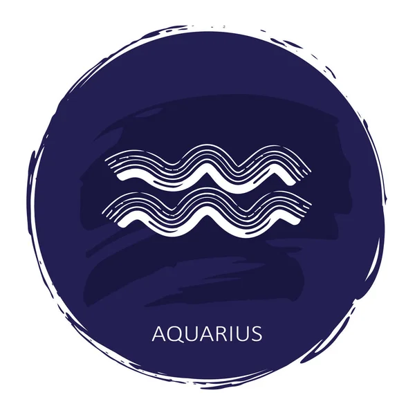 Signo Del Zodíaco Acuario Con Marco Azul Aislado Sobre Fondo — Vector de stock