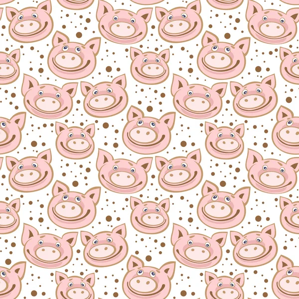 귀여운 돼지와 패턴입니다 상징입니다 직물에 요소를 디자인 — 스톡 벡터
