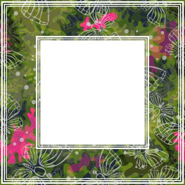 Trendy moda kamuflaj deseni ile sınır. Tasarım öğesi fotoğraf çerçeveleri veya ev dekor için.