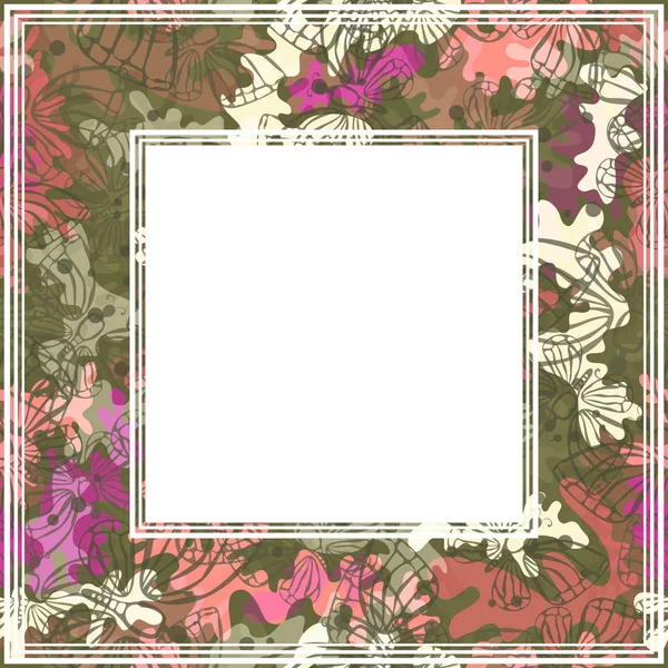 Border Trendy Fashion Camouflage Pattern Design Element Photo Frames Home — Stock Vector