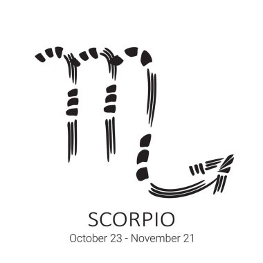 Akrep beyaz arka plan üzerinde izole burç. Zodyak takımyıldızı. Öğe Astroloji ve astrolojik tahmin için Tasarla.
