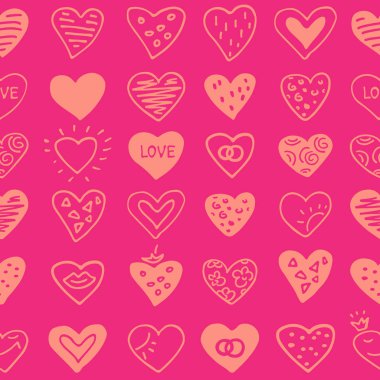 Kalpleri ile Seamless modeli. Sevgililer günü için romantik vektör çizim. Tasarım öğesi için kumaş, hediye paketi, duvar kağıdı veya kapakları.