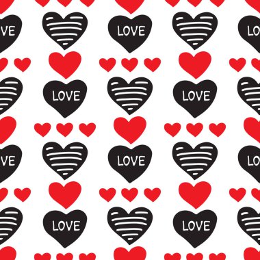 Kalpleri ile Seamless modeli. Sevgililer günü için romantik vektör çizim. Tasarım öğesi için kumaş, hediye paketi, duvar kağıdı veya kapakları.