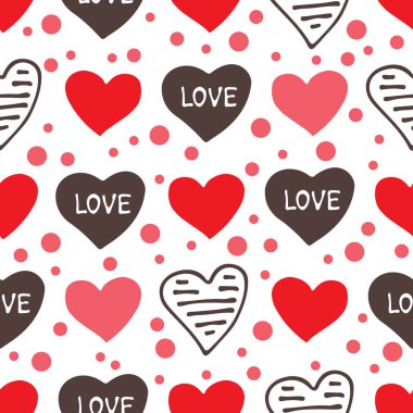 Kalpleri ile Seamless modeli. Sevgililer günü için romantik vektör çizim. Tasarım öğesi için kumaş, hediye paketi, duvar kağıdı veya kapakları.