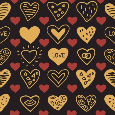 Kalpleri ile Seamless modeli. Sevgililer günü için romantik vektör çizim. Tasarım öğesi için kumaş, hediye paketi, duvar kağıdı veya kapakları.