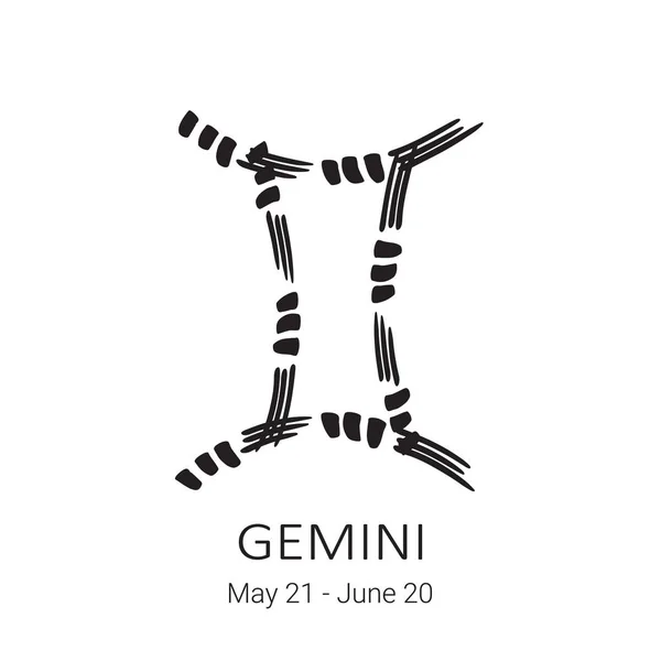 Zodiac Sign Gemini Isolated White Background Zodiac Constellation Design Element — Stock Vector