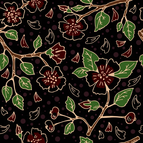 Бесшовный Рисунок Вишневыми Цветами Ручной Стиль Элемент Дизайна Ткани Обоев — стоковый вектор