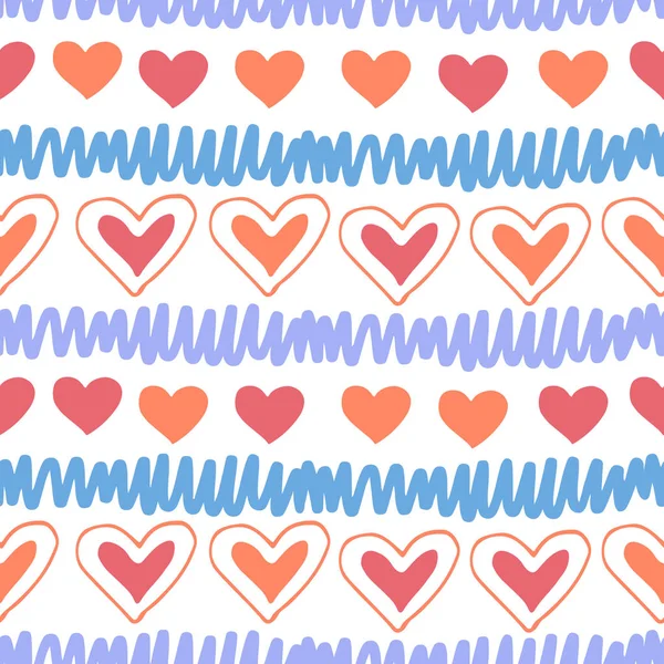 Nahtloses Muster Mit Herzen Romantische Vektorillustration Für Den Valentinstag Designelement — Stockvektor
