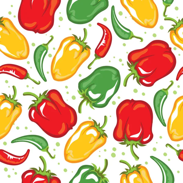 Paprika Hüvely Vektoros Illusztráció Varrat Nélküli Mintát Design Elem Szövet — Stock Vector