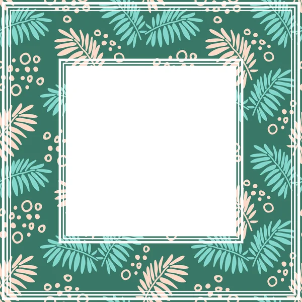 熱帯の葉の境界線 平面ベクトルの図 ポスターの要素を設計 写真フレームまたは家の装飾 — ストックベクタ