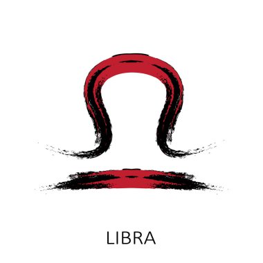 Burcu Terazi beyaz arka plan üzerinde izole. Zodyak takımyıldızı. Burç ve astrolojik tahmin için tasarım öğesi. Elle çizilmiş stil. Vektör çizimi.