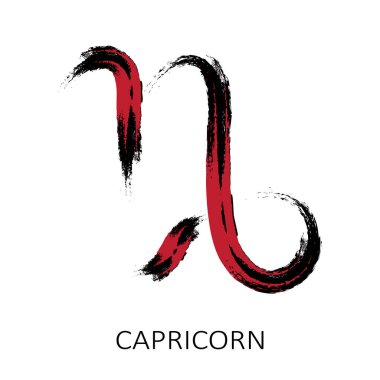 Burcu Oğlak beyaz arka plan üzerinde izole. Zodyak takımyıldızı. Burç ve astrolojik tahmin için tasarım öğesi. Elle çizilmiş stil. Vektör çizimi.